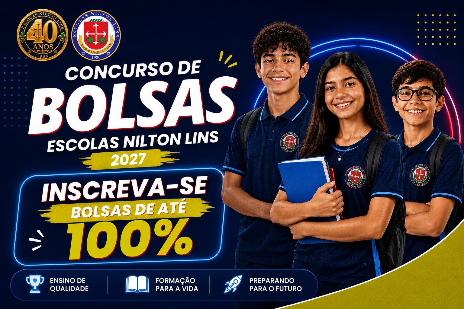 Concurso de Bolsas 2027 das Escolas Nilton Lins